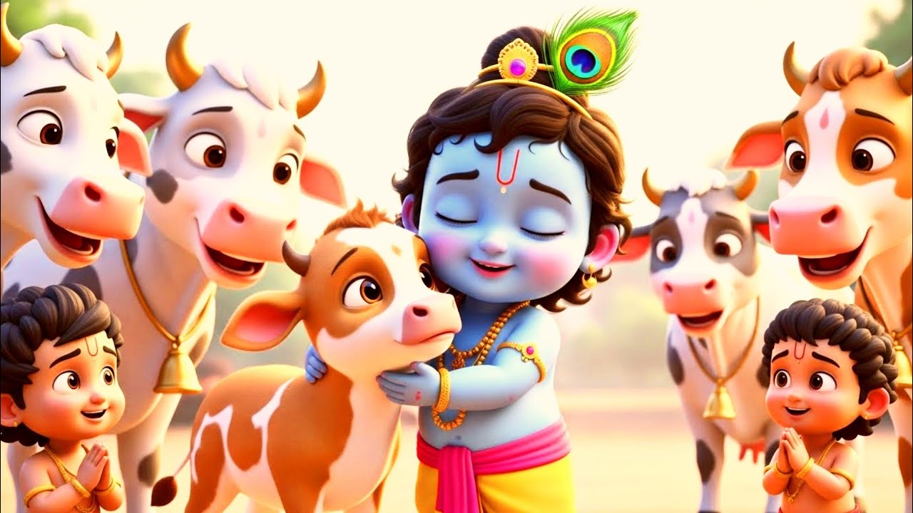 Little Krishna Song l छोटी छोटी गैया छोटे छोटे ग्वाल l Krishna Bhajan l Krishna Song #cartoon #kids