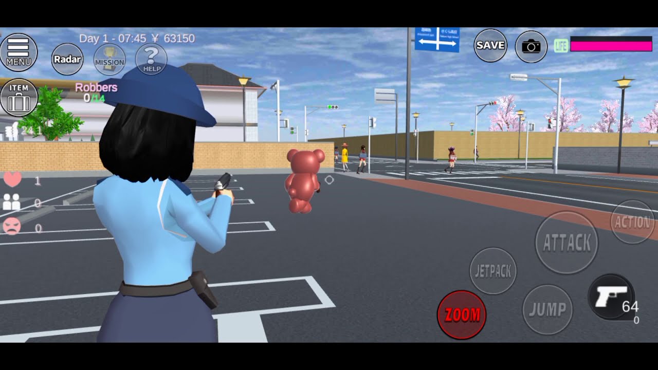 Defeat Robber Bears LVL 3 || 14 Robber Bears 🐻 + I cut my hair 😂 || Sakura School Simulator