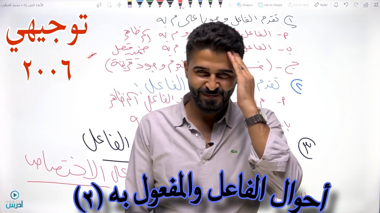 أحوال الفاعل والمفعول به (تقدم المفعول به على الفاعل)+(تقدم المفعول به على الفعل والفاعل)