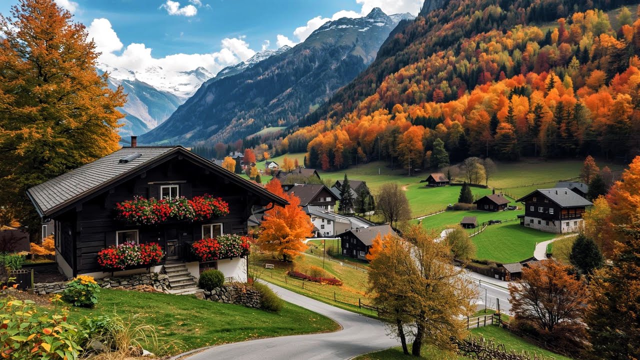 Осеннее вождение в Швейцарии🇨🇭Швейцарская долина Гриндевальд🍁Захватывающий вид на горы