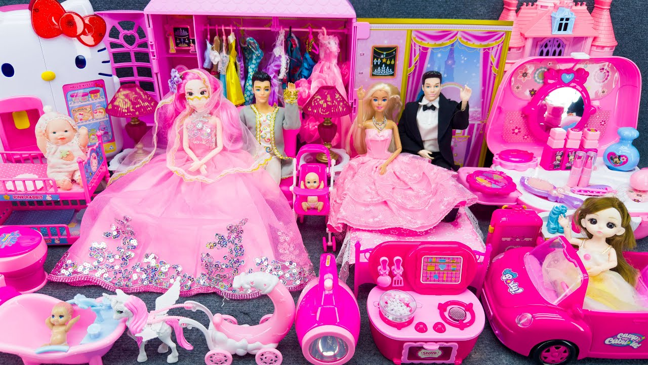 20 Minutes Satisfying Unboxing Barbie Princess Pink Kitchen,Rock Bed Play Set Review Toys ASMR