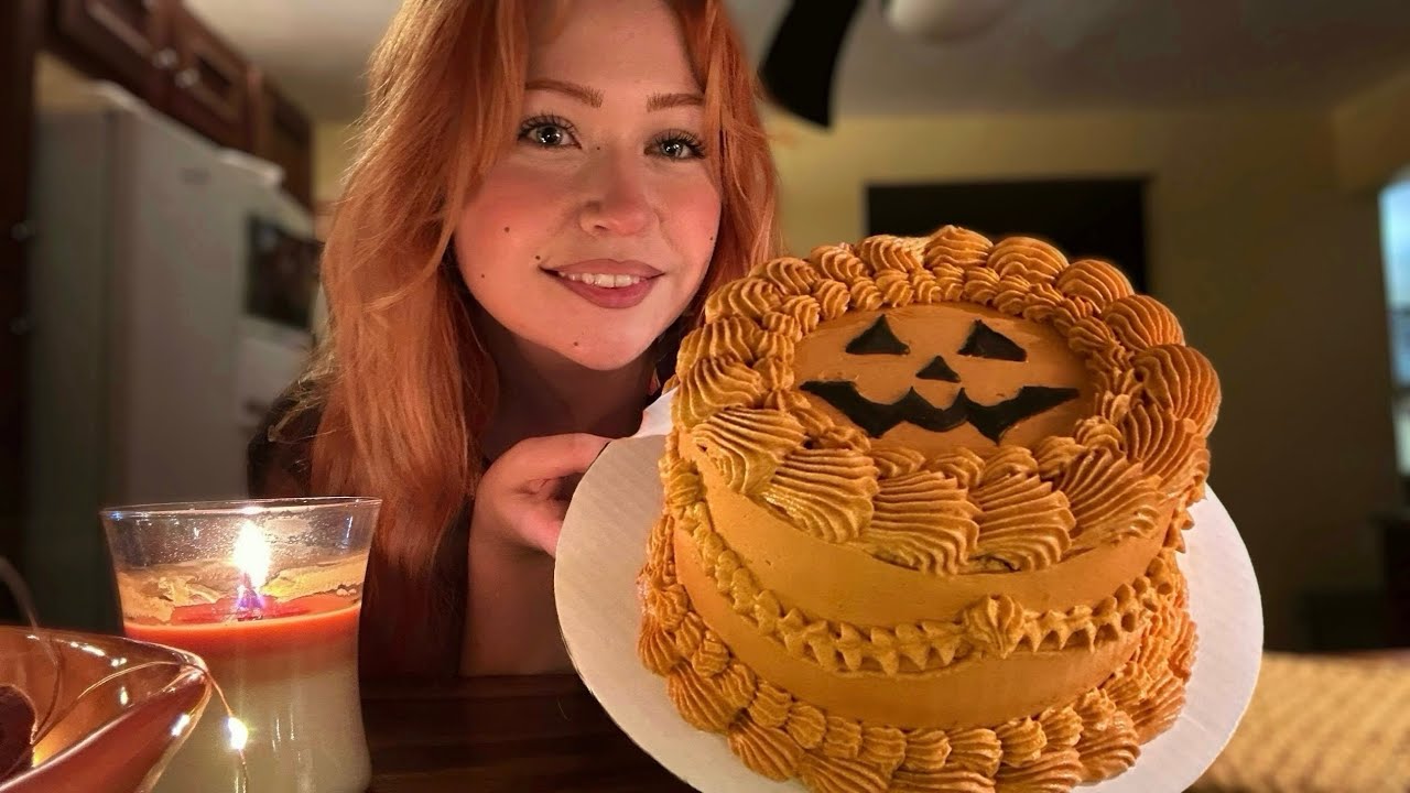 ASMR Baking a Vintage Halloween Cake (Close Whispered Voiceover)