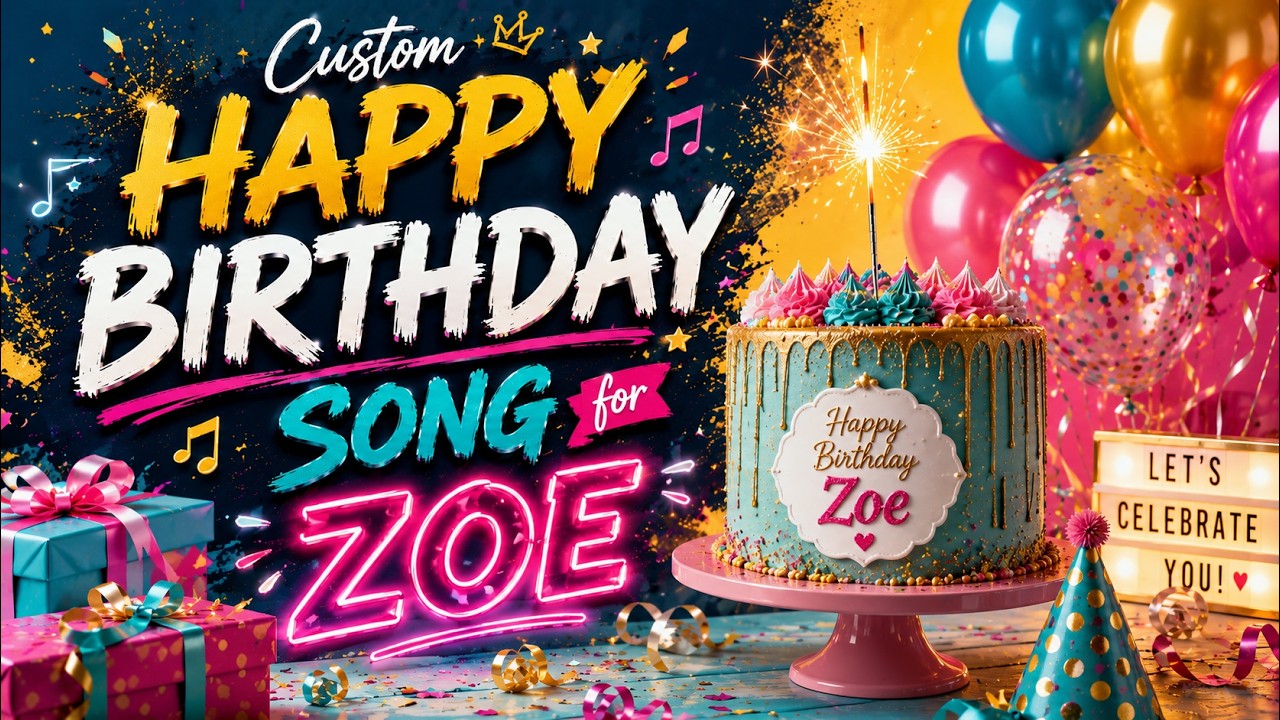 Custom Happy Birthday Song for Zoe 🎈 | Realistic Party Scene with Balloons and Cake