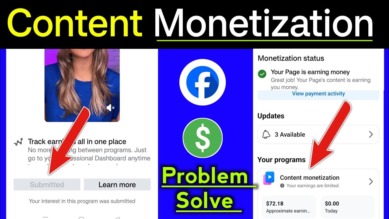 Content Monetization Submitted Problem | Facebook content monetization in review problem ||