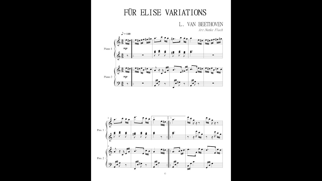 Für Elise Variations - 4 hands 1 piano - intermediate