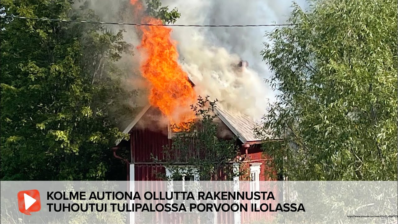 Kolmea autiona ollut rakennusta tuhoutui tulipalossa Ilolassa