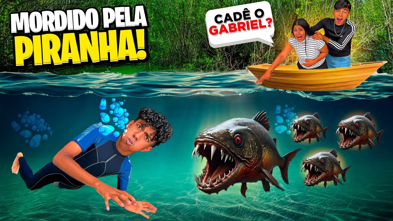 ENTRAMOS EM UMA LAGO CHEIO DE PIRANHAS E O GABRIEL FOI MORDIDO!!