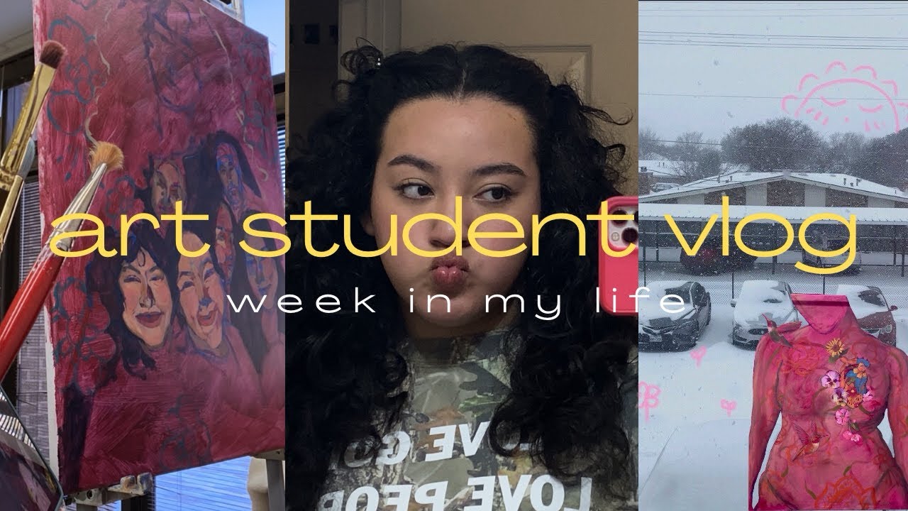 ⁺₊❆⋆𐙚Art student vlog: snow storm, working on paintings, and classes
