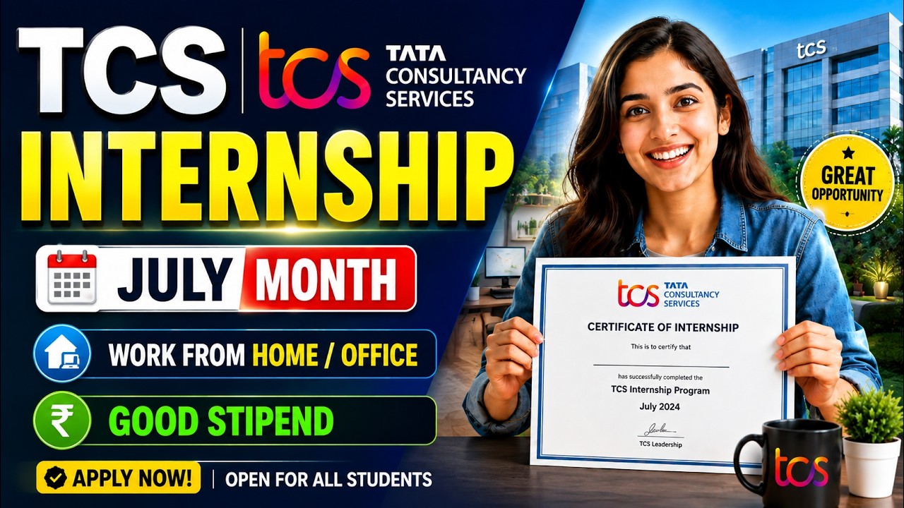 🔥TCS Internship 2026 | July Month Internship | Work From Home / Office | Good Stipend
