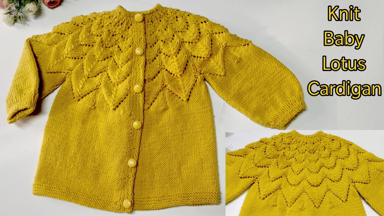 बेबी कमल स्वेटर बुनाई, Knit Baby Lotus Jacket/Cardigan