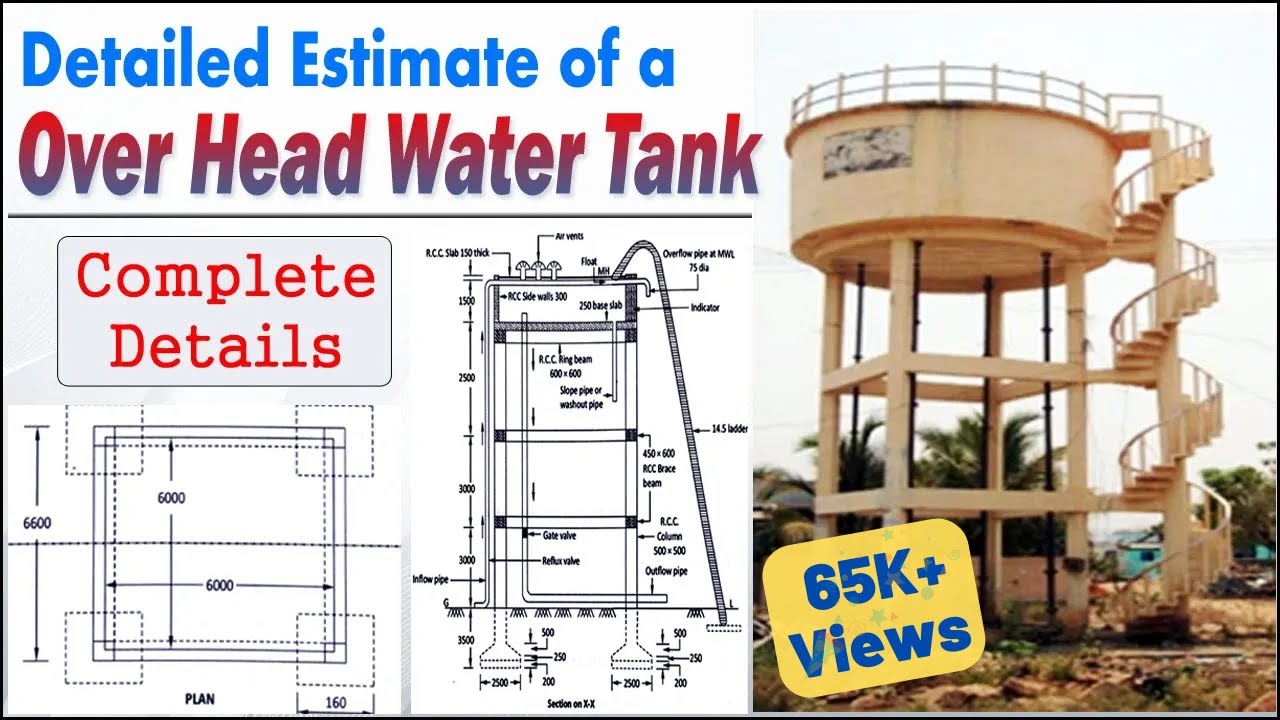 Detailed Estimation of an Overhead Water Tank: Step-by-Step Quantity Calculation Guide.