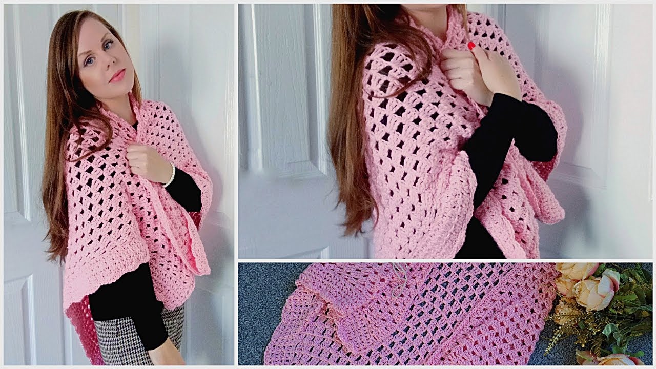 CROCHET EASY VINTAGE SHAWL FOR BEGINNERS | Crochet The Delicate Rose Wrap & Free Written Pattern