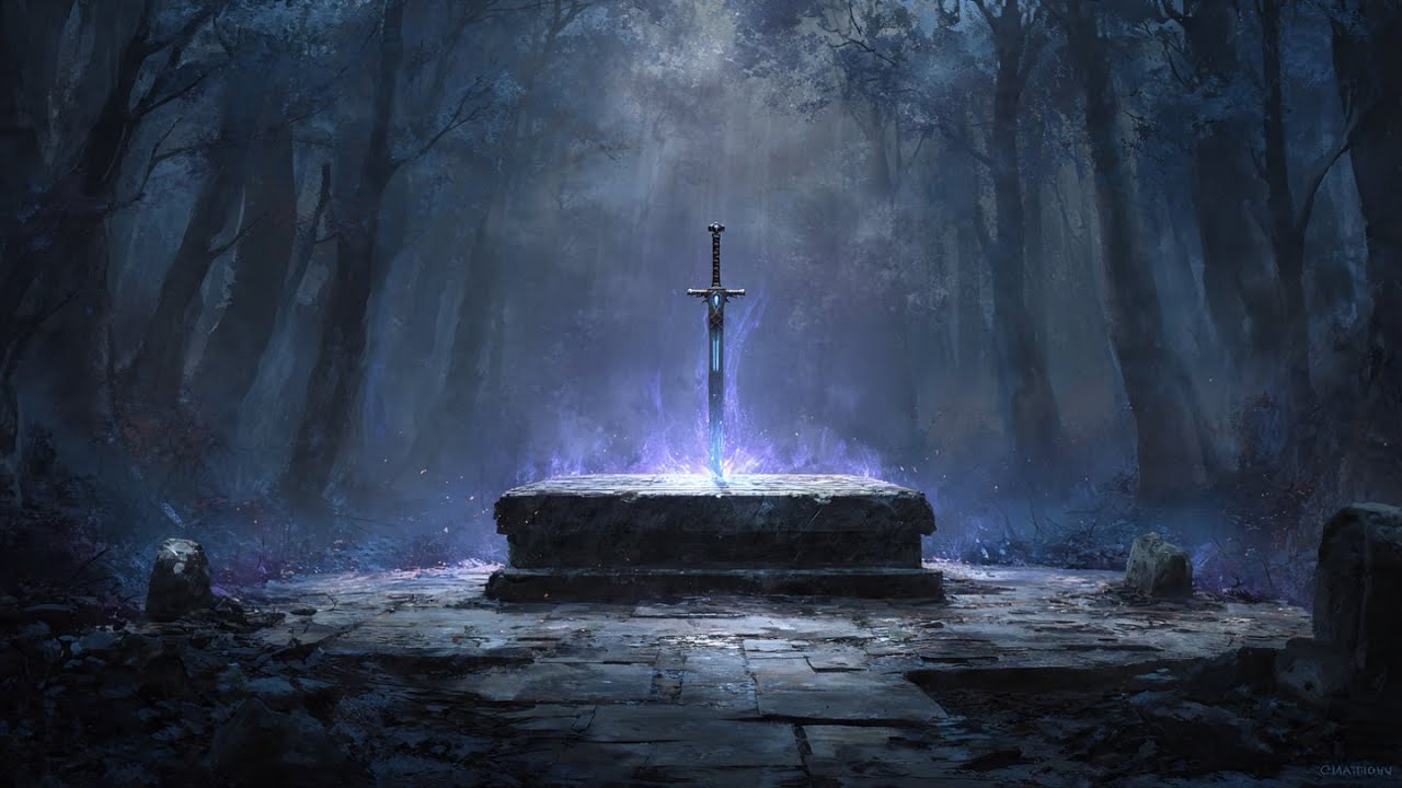 Rain Falling on Ancient Blade | Dark Fantasy Forest Ambience