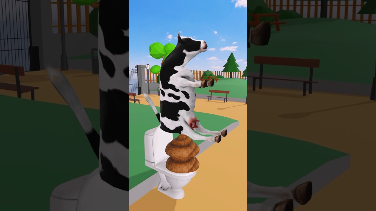 She Hulk vs Cow go to the Toilet #superherorun #cow #superhero