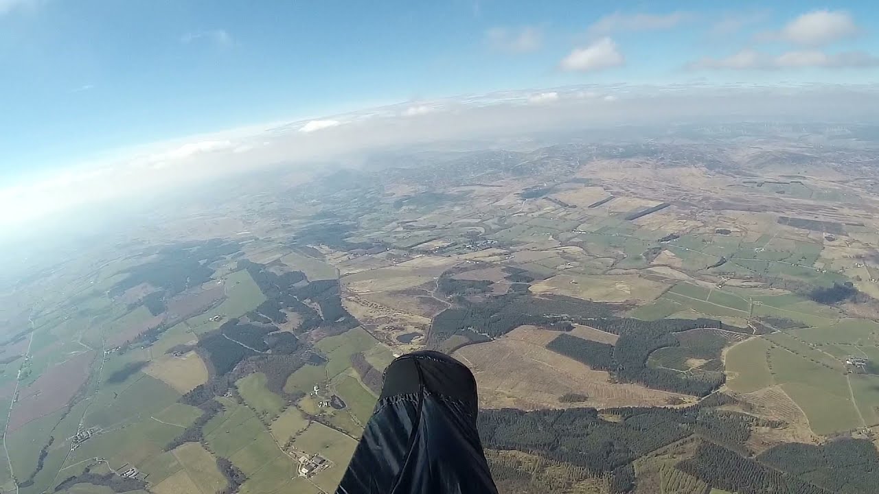 Paragliding Scotland 64 km XC cloud surfing from Menstrie to Blairgowrie