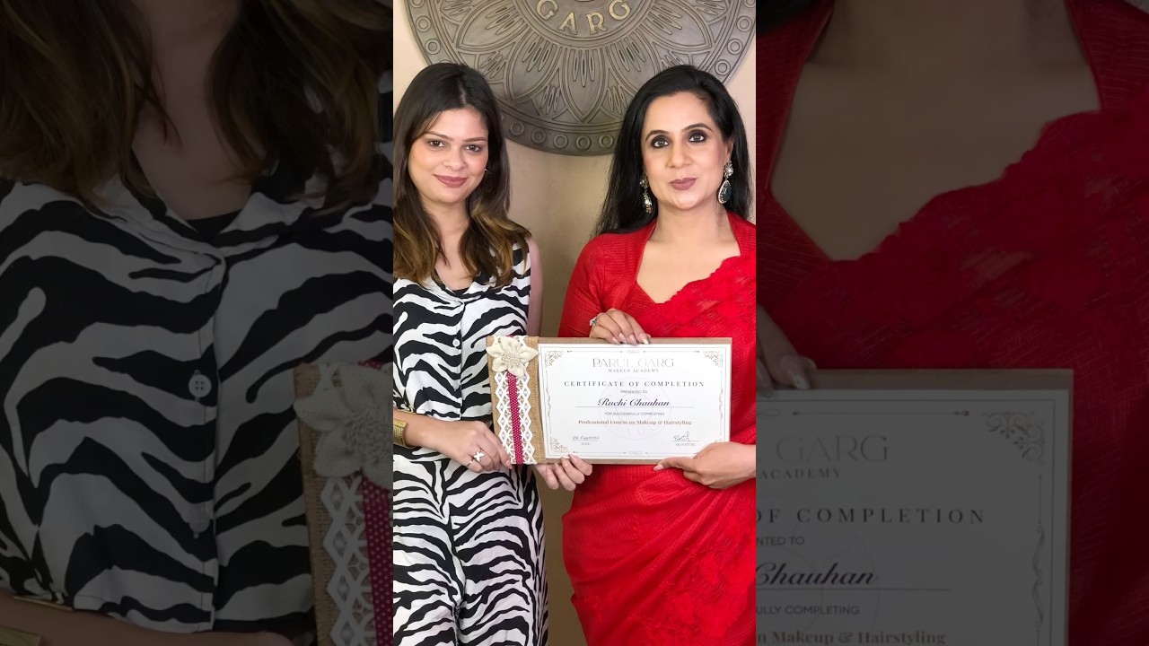 Certified from India&rsquo;s Best Makeup Artist Parul ma&rsquo;am❤️🥹 #parulgarg #parulgargbridemakeup #shorts