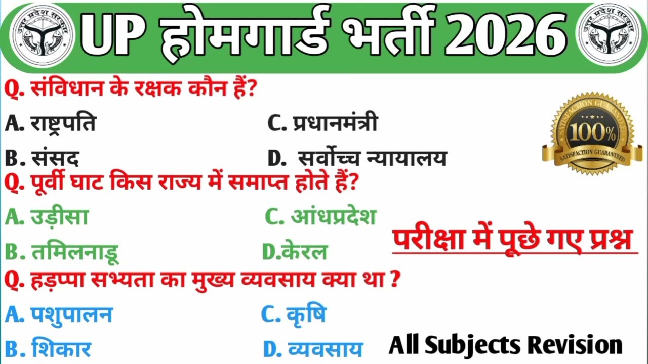 Up Homeguard | Important GK Questions in Hindi | Competitive Exam | SSC UP Police Railway