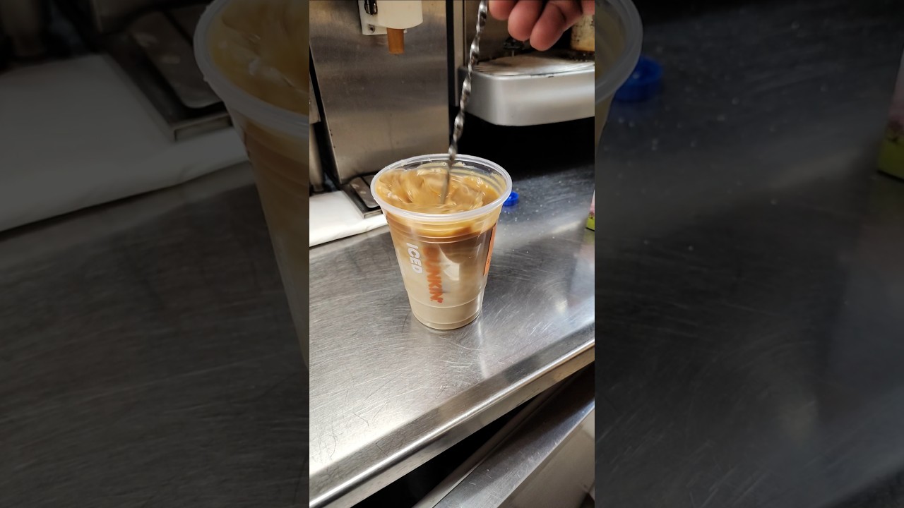 Dunkin Donuts Almond Milk Iced Latte  &lrm;⁨@Dunkin-Donuts⁩&nbsp; #iceddrinks #icedlatte #almond #milk