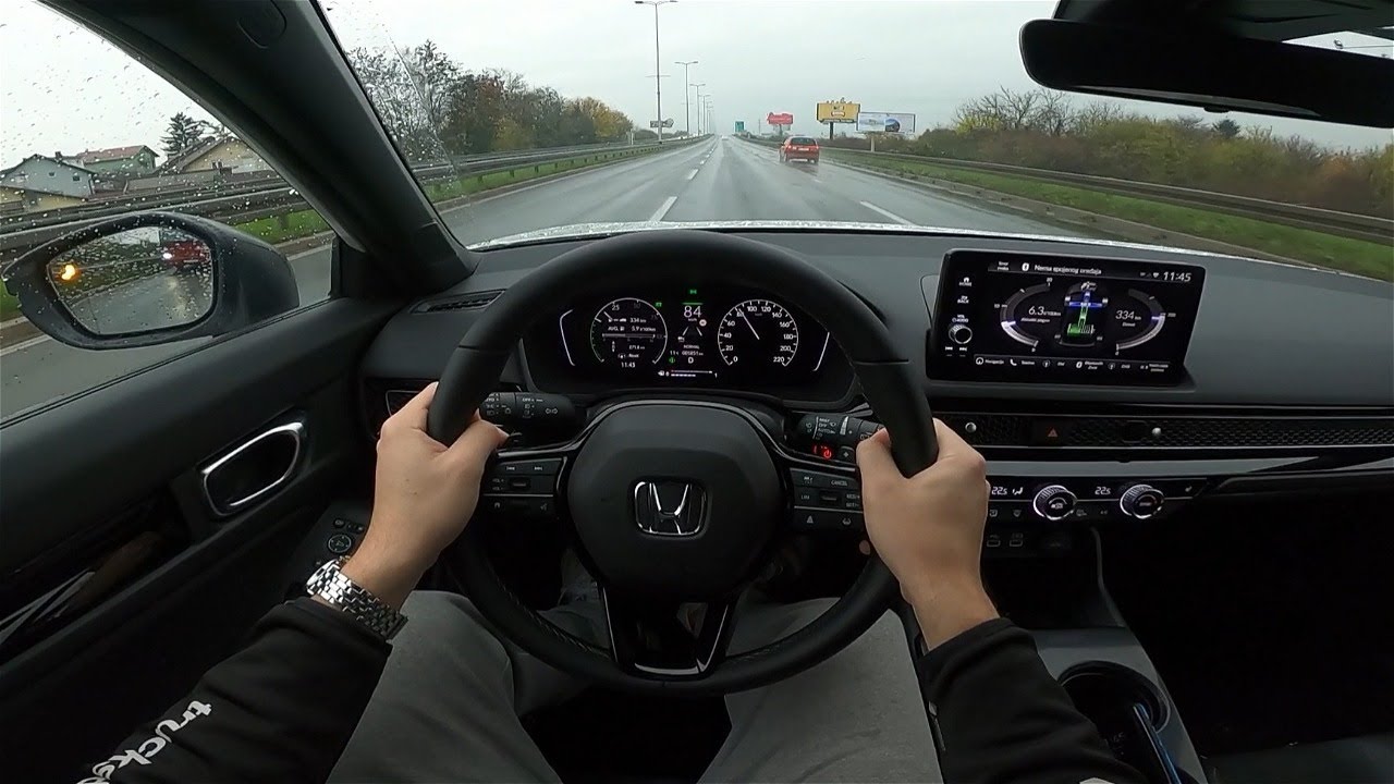 2023 Honda Civic e:HEV Sport [2.0 Hybrid, 184 HP] POV Test drive #46 CARiNIK