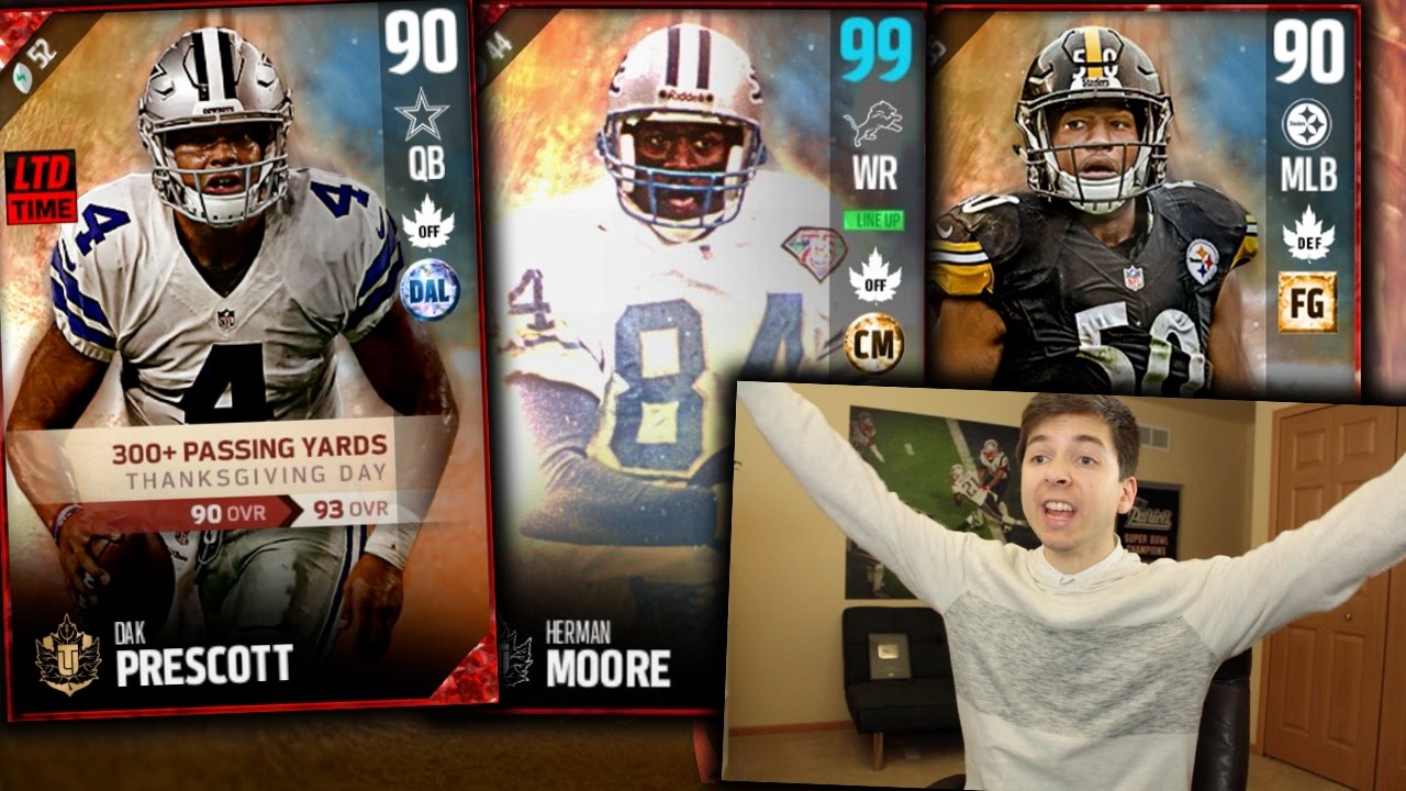 99 OVERALL HERMAN MOORE! THANKSGIVING PACK OPENING! MADDEN 17 ULTIMATE TEAM