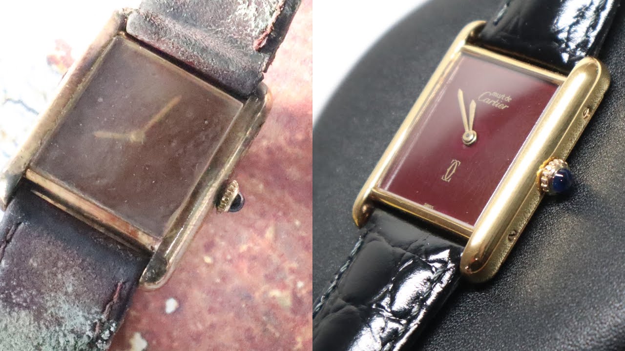 Abandoned Cartier tank found in a damp cellar - restoration gold plating asmr