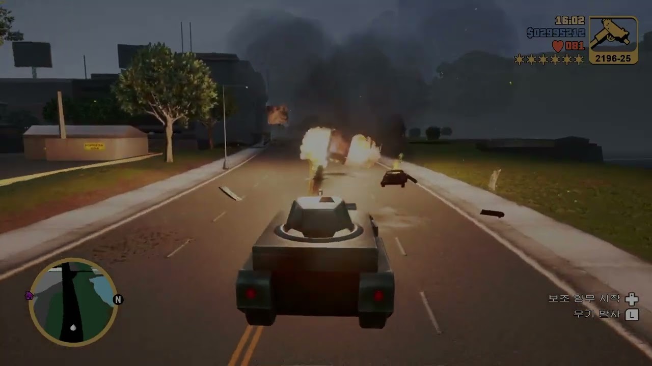GTA3 리버티 시티 자동차 폭파 경찰 붙으고 탱크 난동