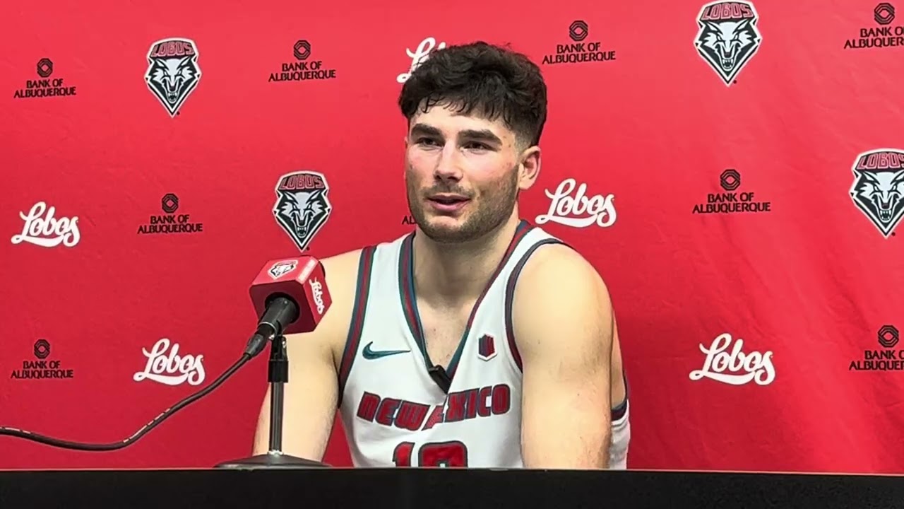 Post game w/ Tomislav Buljan after Lobos defeat Aztecs, 81-76 #newmexico #unmlobos #golobos #abq 