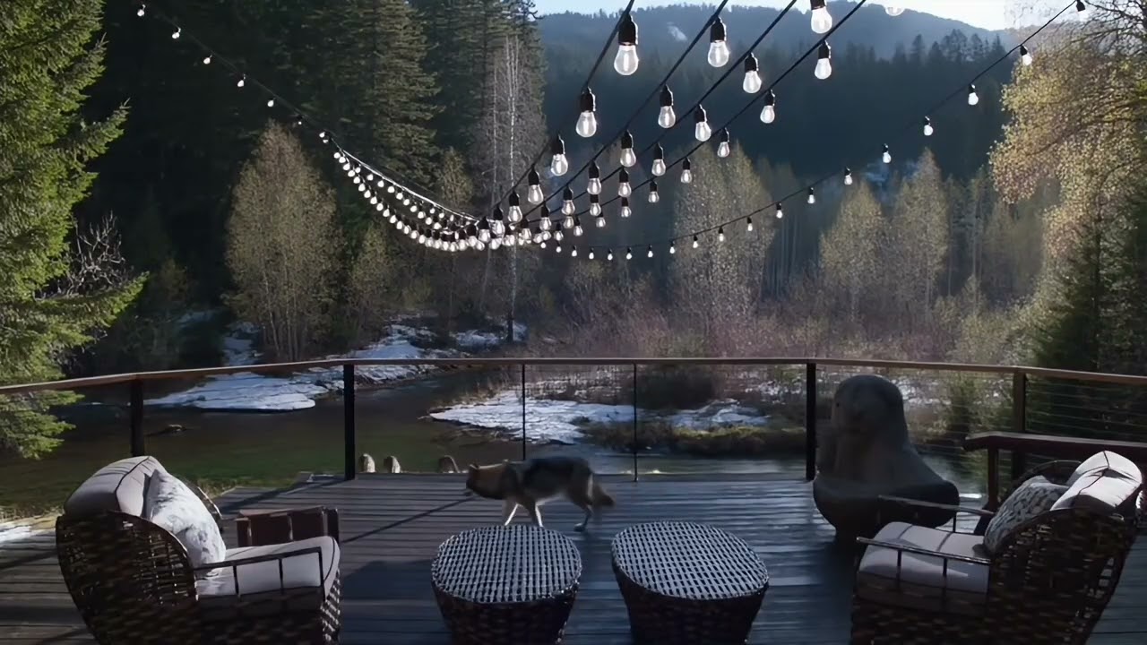 Cozy Mountain Terrace 🌄 River & Nature Sounds for Deep Relaxation
