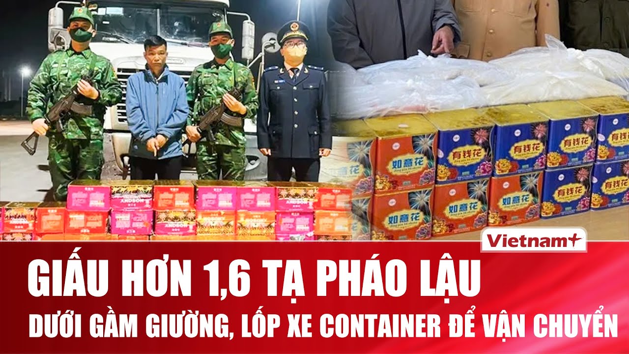 Phát hiện hơn 1,6 tạ pháo lậu giấu quanh xe container tại Quảng Ninh