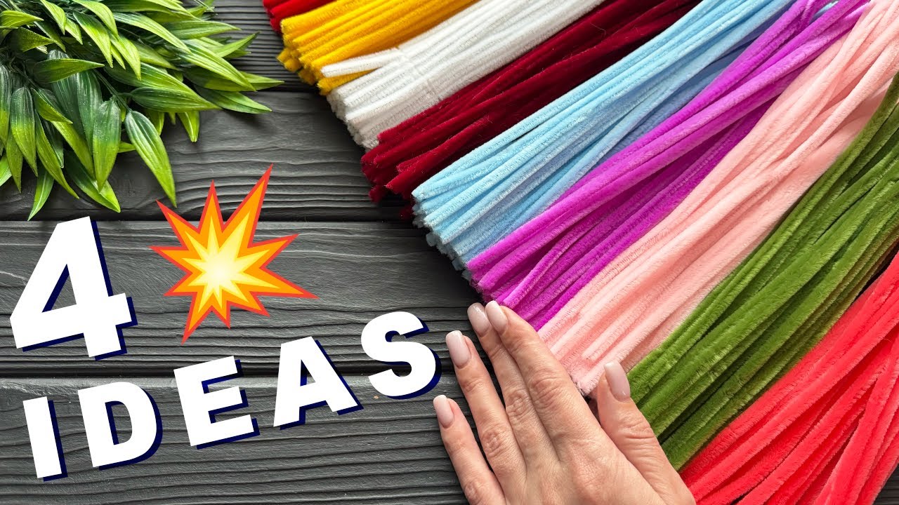 4 IDEAS Pipe Cleaner Crafts Easy Flowers Chenille Stems DIY Decoration Ideas