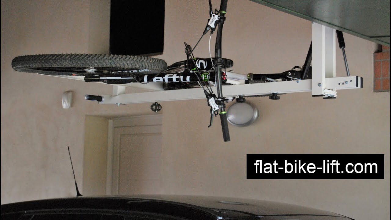 flat-bike-lift: the Ceiling Hydro-Pneumatic Bike Rack