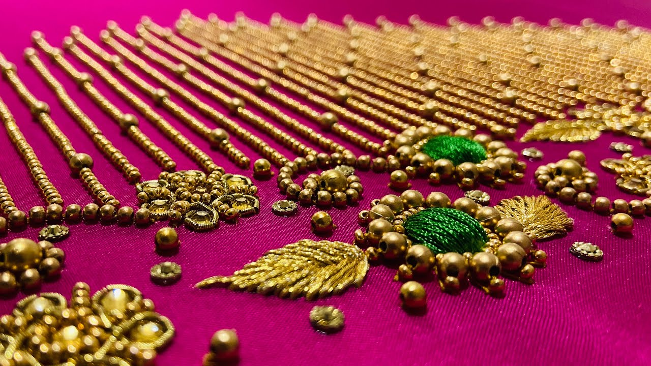 Beautiful floral aari work blouse design | maggam work blouse