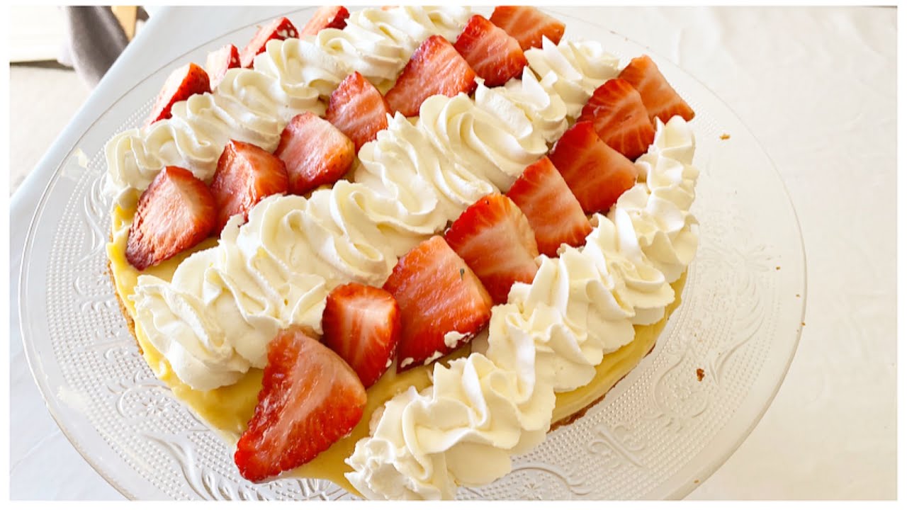 ❥ Tarte génoise aux fraises.