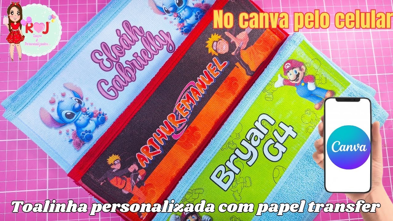 Toalinhas personalizadas Arte feita no CANVA no CELULAR/@rjlacosjaquelinesantos
