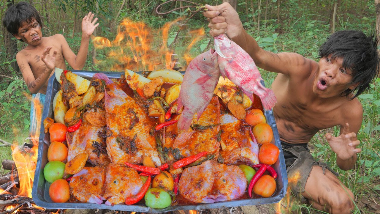 Poor boy jungle - Fish red Cooking Eating so hot