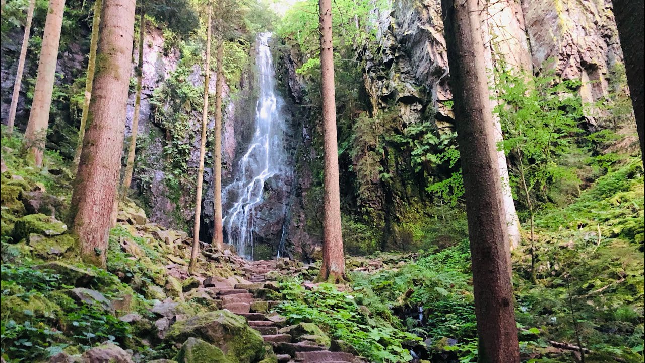 The Burgbach Waterfall. White Noise Burgbach Wasserfall.