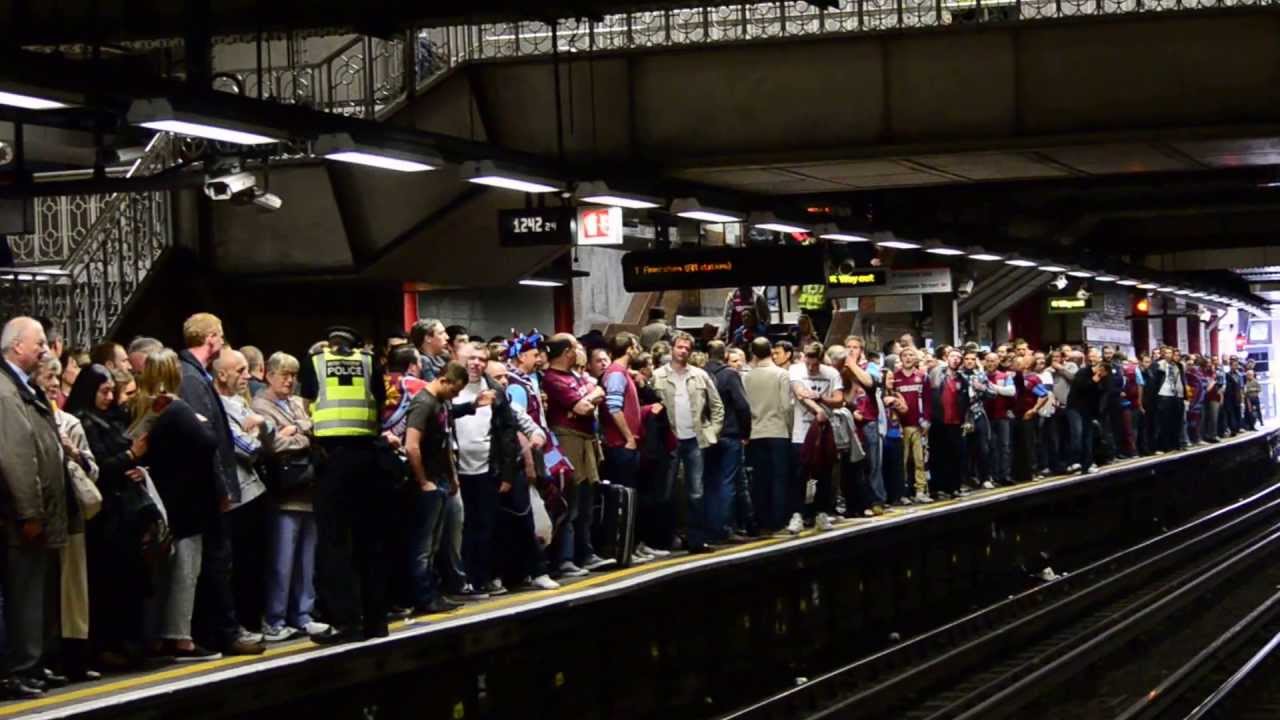West Ham United fans at Liverpool Street station