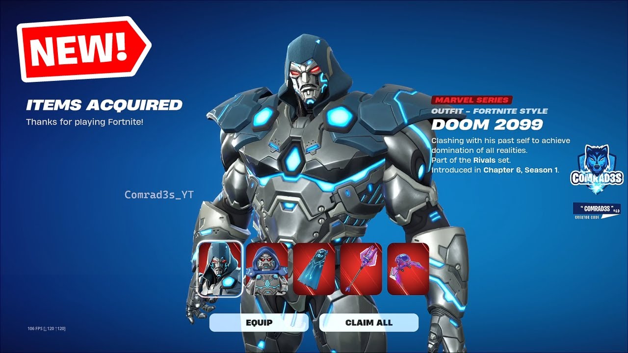Fortnite X Marvel Rivals NEW Doom 2099 Skin, Galacta Staff Pickaxe, Rivaled Sailer Glider Showcase