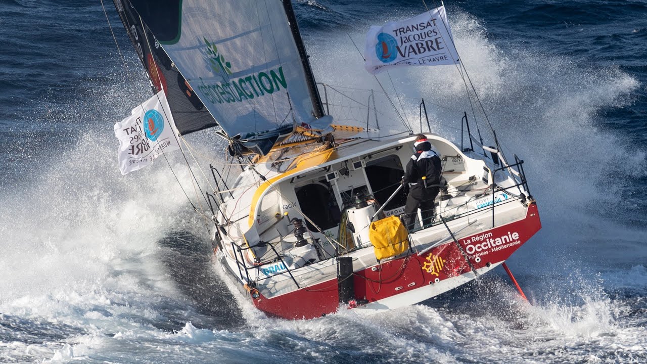 Offshore Class 40 in strong wind and waves