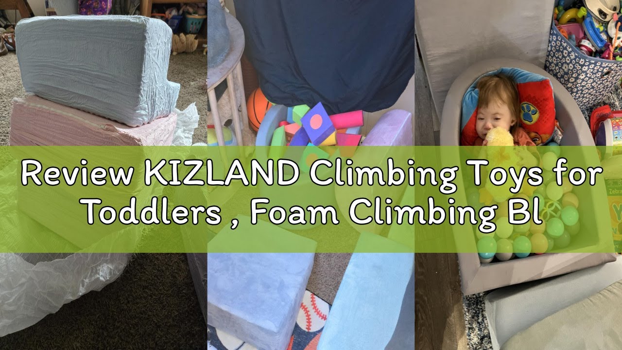 Review KIZLAND Climbing Toys for Toddlers , Foam Climbing Blocks with Ball Pit for Baby, 5-Piece Sof