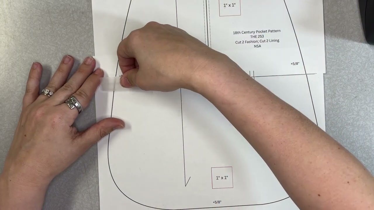 18th Century Pocket Prepping the pattern