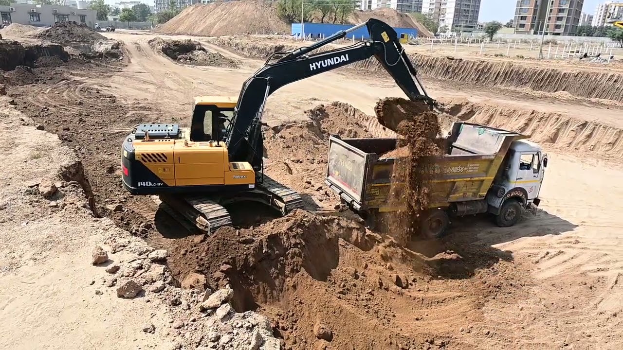 Hyundai Excavator R140LC-9V performing Land Development