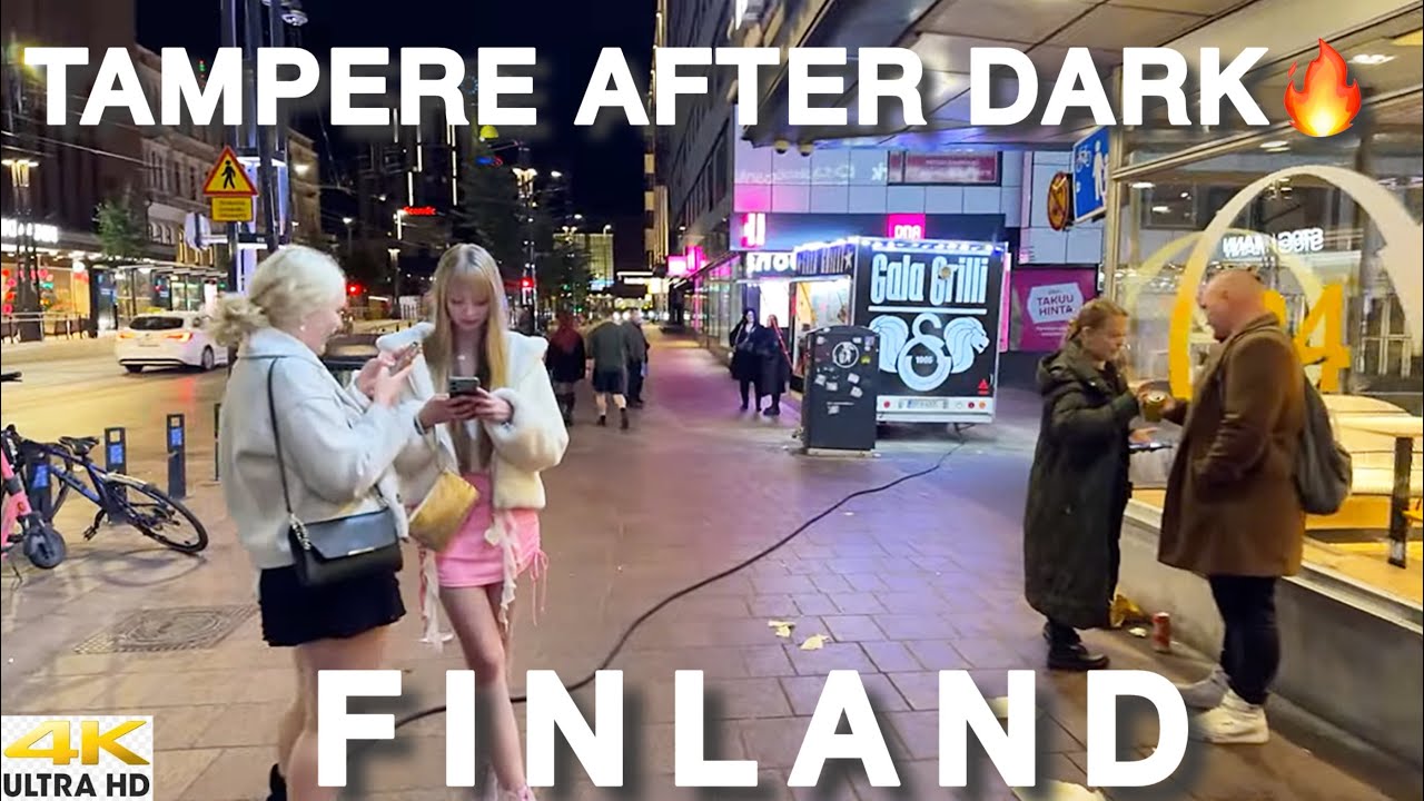 TAMPERE 4K CITY CENTER CRAZY NIGHT LIFE BEFORE MIDNIGHT - FINLAND STREET VIBES | PARTY SCENES 