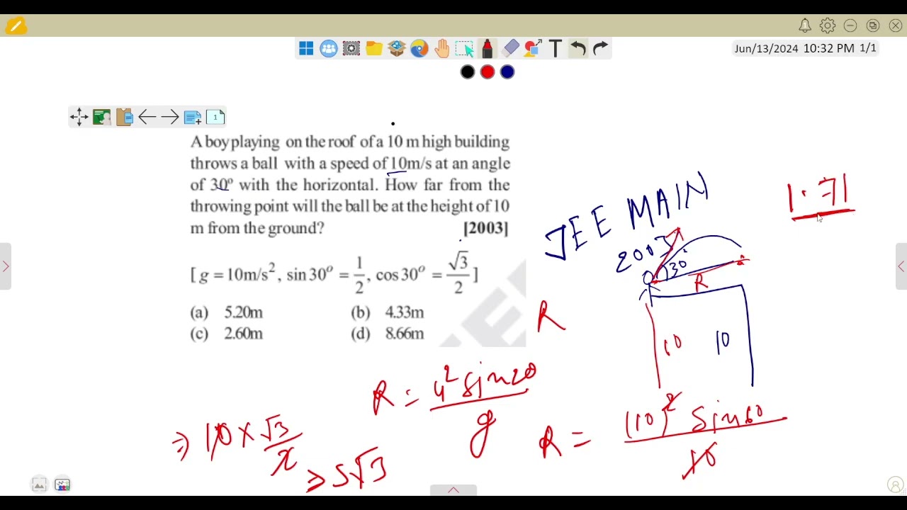 projectile motion class 11| range | gurujee||#jee #neet #physics #jee202