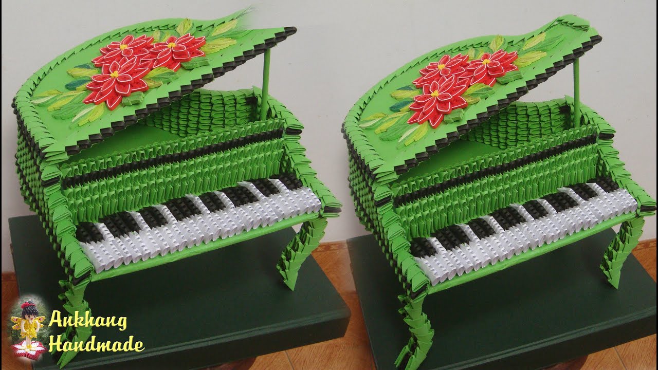 3d origami grand piano tutorial | DIY paper miniature grand piano home decoration idea