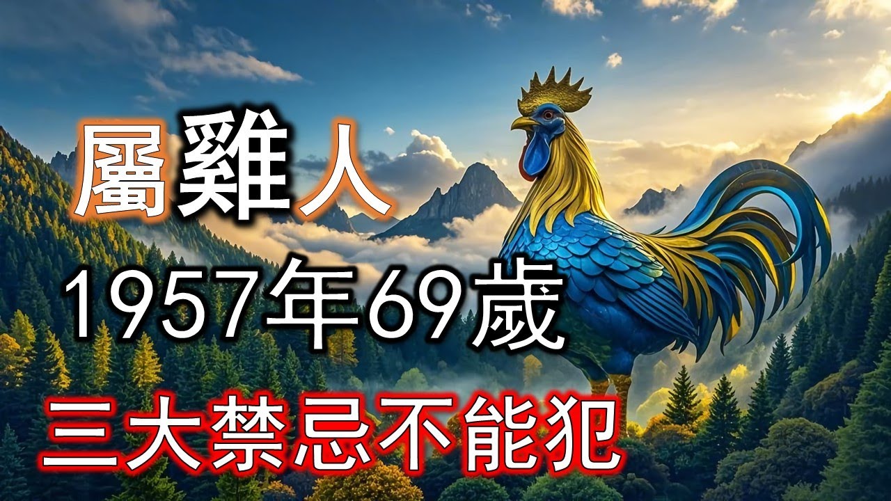 1957年 屬雞人 今年69歲：三大禁忌不能犯，否則災禍連連，家破財散！人活到六十九歲，正是人生最敏感、最關鍵的轉折年。屬雞人今年走到這個歲數，表面上是風風光光