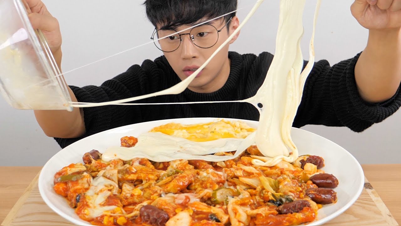 치즈 듬뿍 김치피자탕수육 (김피탕) + 짜파게티범벅 리얼사운드 먹방 mukbang