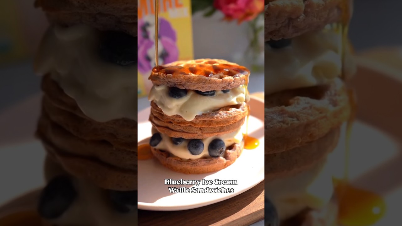 These Blueberry Ice Cream Waffle Sandwiches Are a Summer Dessert DREAM! 🍦🧇💙#BlueberryIceCream