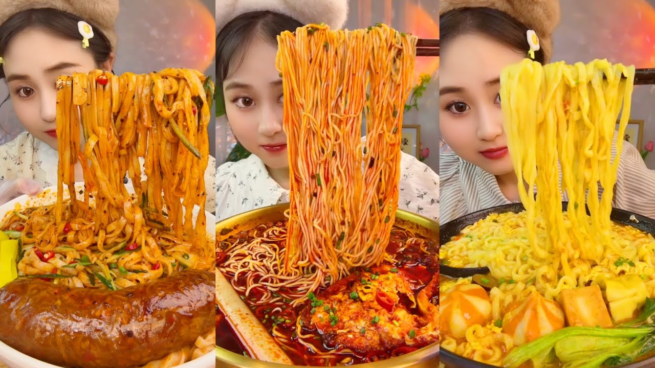 ASMR EATING SPICY AND HOT Korean Noodles 먹방 | Chinese Spicy Food ASMR 중국먹방 | ASMR Eating Video