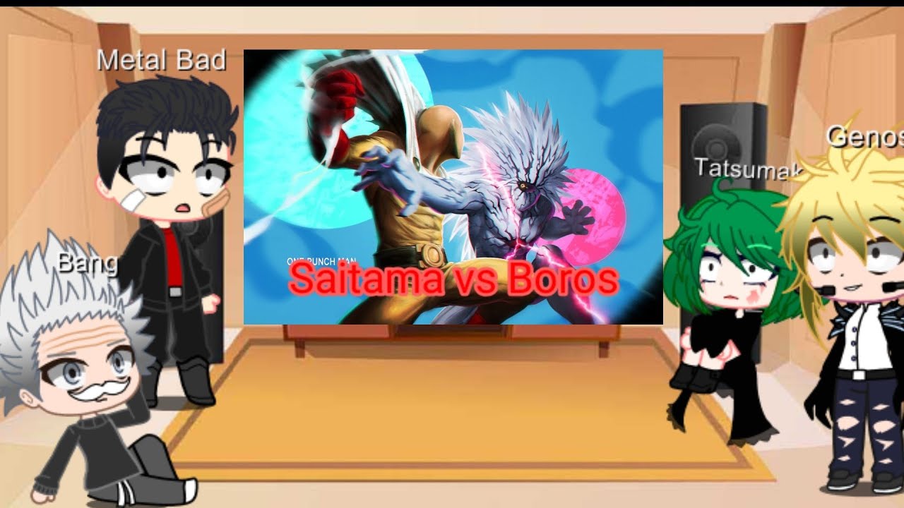 One Punch Man S class Characters react to Saitama vs Boros || Gacha club